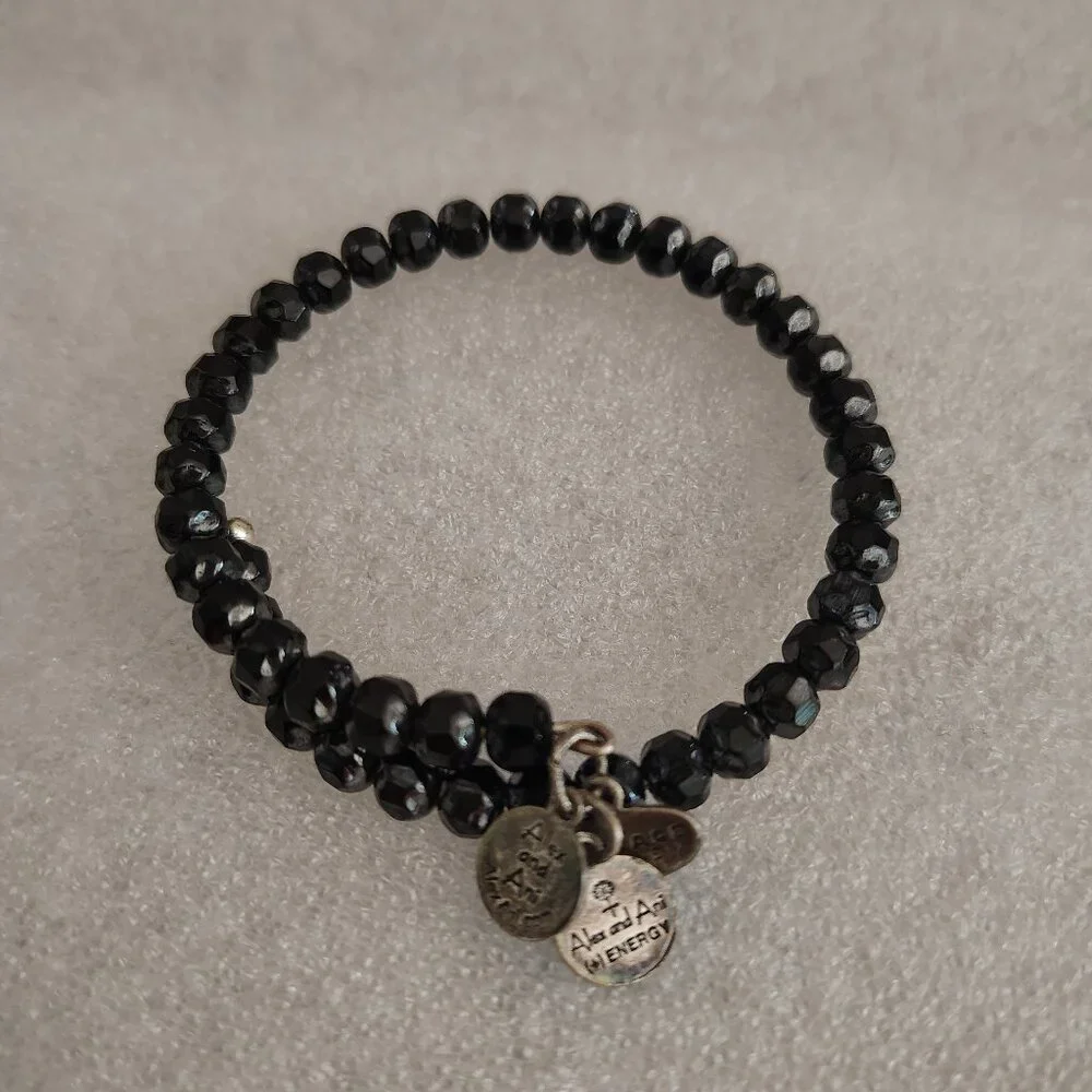 Alex and Ani Vintage Black Dress Beaded Bracelet Bangle 162